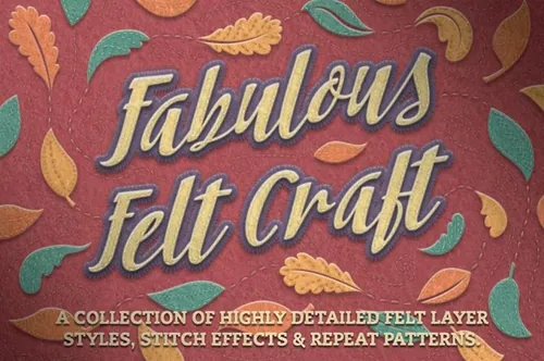 毛毡设计图层样式 Felt Craft  Stitches