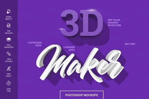 逼真的3D字体图层maker text effects TV