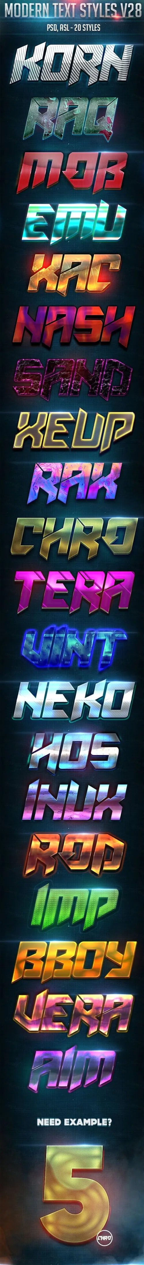 现代风格金属效果Modern Text Styles