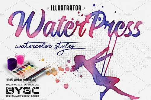 矢量泼溅水彩效果WaterPress Vector