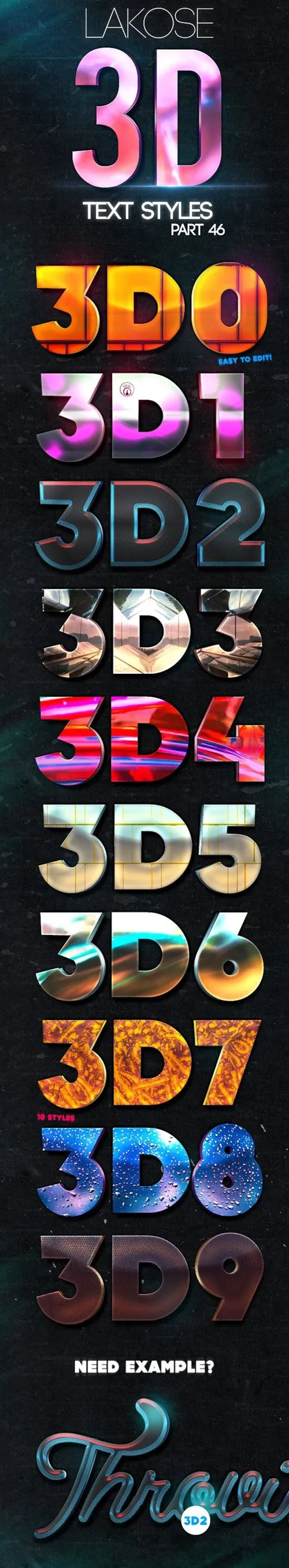 金属字体特效图层样式Lakose 3D Text Styles Part