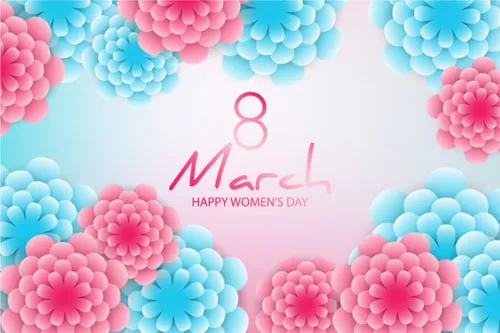 优雅的3D剪纸花卉背景春天母亲节三八妇女节女神节贺卡折页矢量素材