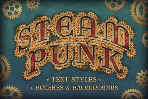 高端工业蒸汽朋克风格的图层样式Steam Punk
