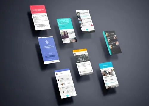 移动端应用程序APP展示PSD贴图模板Perspective App Screens Mock-Up