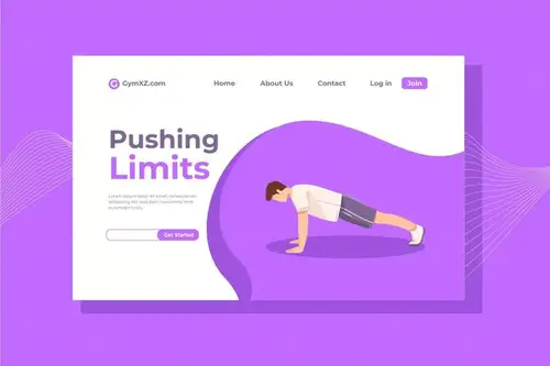 身体极限训练主题网站着陆页设计矢量插画 Pushing Limits Landing Pa