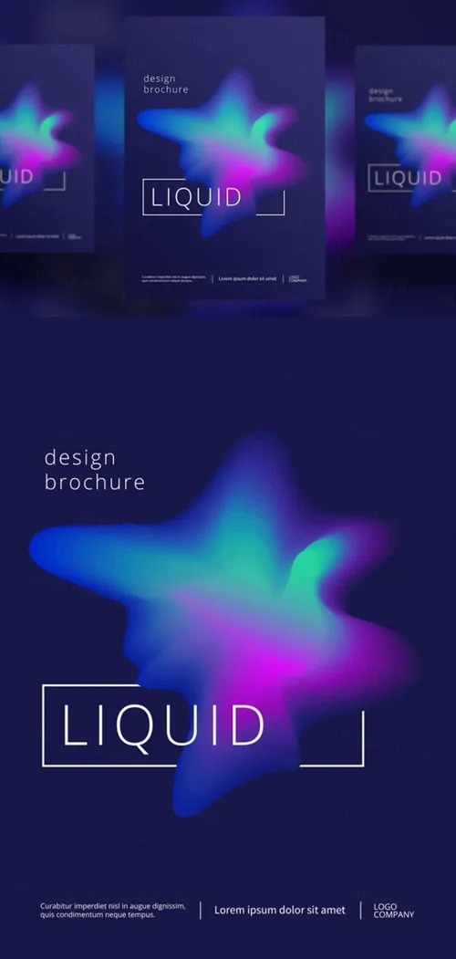 未来抽象派的液体渐变形状设计彩色海报矢量图素材
