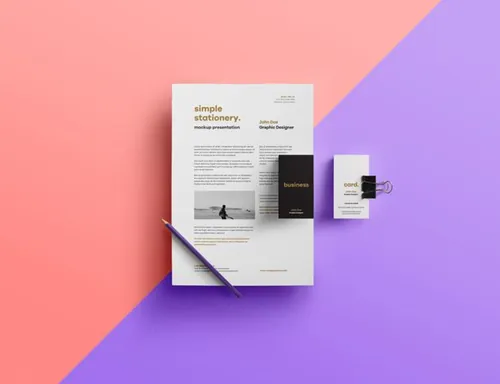 现代时尚文具品牌贴图样机PSD模板Simple Stationery Branding