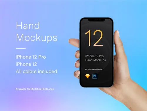 女性手持iPhone12手机UI贴图样机模板 2 Hands Mockups iPhone 12 Pro  iPhone 12