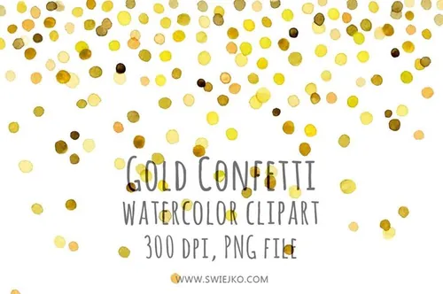 水彩圆点设计背景Watercolor Clipart , Gold