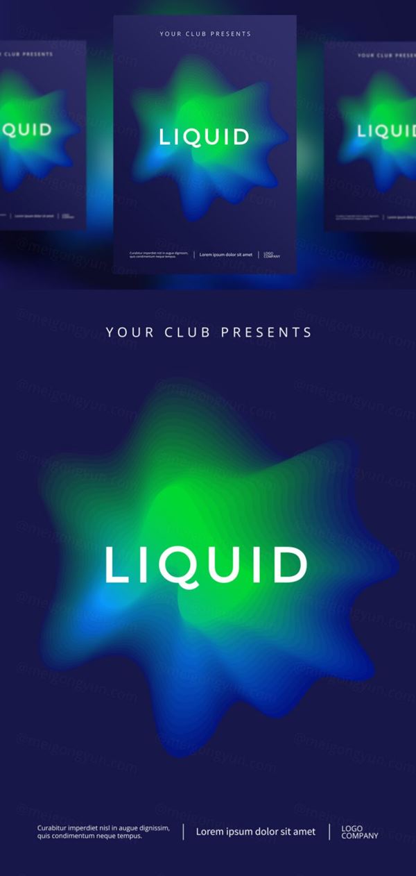 未来抽象派的液体渐变形状设计彩色海报矢量图素材