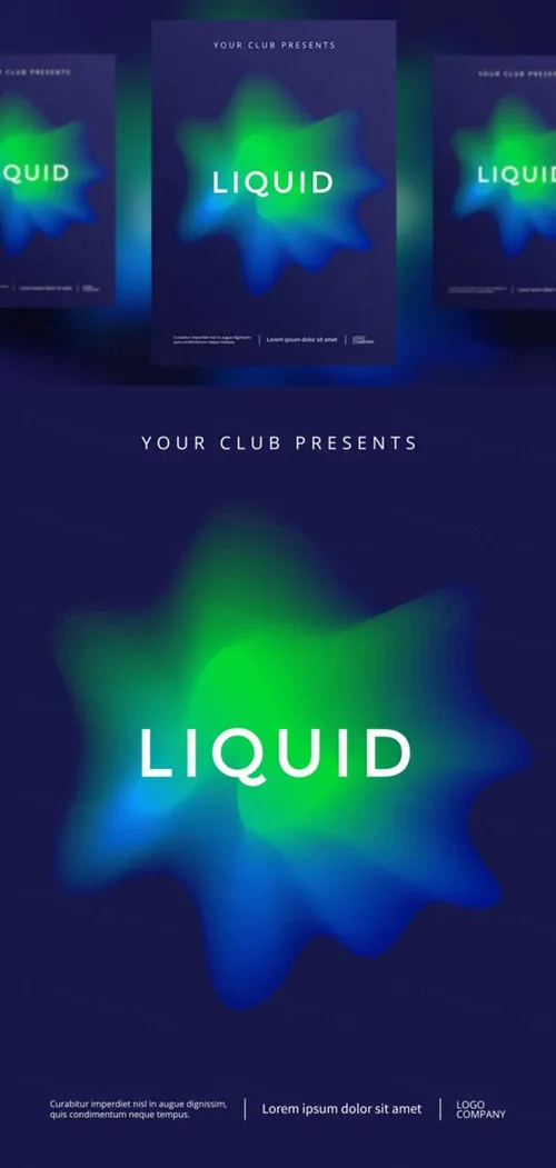 未来抽象派的液体渐变形状设计彩色海报矢量图素材