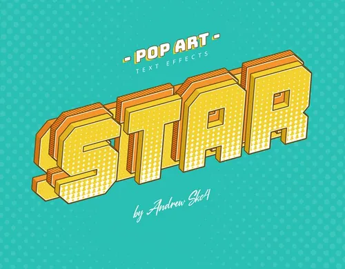 卡通波普风POP促销立体字文本特效PSD模板 Sliced Pop Art - Text Effects