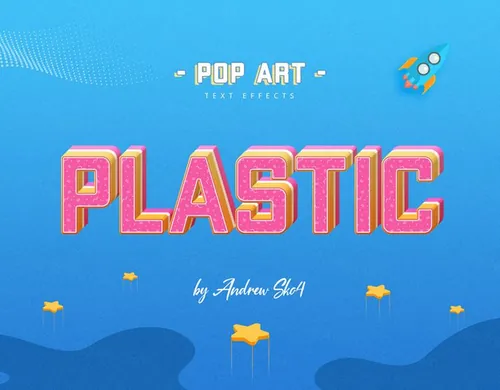 卡通波普风POP促销立体字文本特效PSD模板 Sliced Pop Art - Text Effects