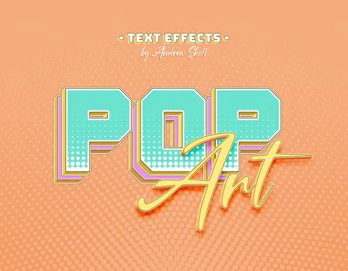 卡通波普风POP促销立体字文本特效PSD模板 Sliced Pop Art - Text Effects