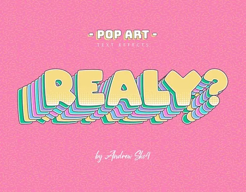 卡通波普风POP促销立体字文本特效PSD模板 Sliced Pop Art - Text Effects