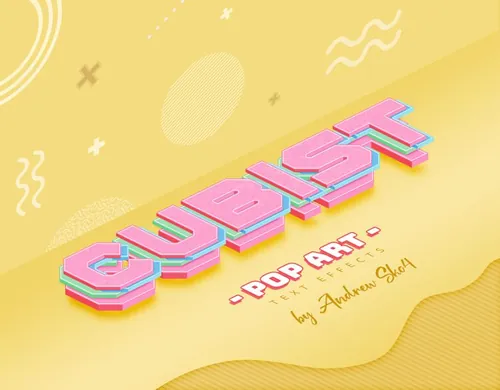 卡通波普风POP促销立体字文本特效PSD模板 Sliced Pop Art - Text Effects