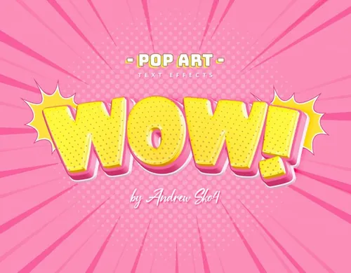 卡通波普风POP促销立体字文本特效PSD模板 Sliced Pop Art - Text Effects
