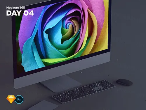 Apple苹果电脑iMac Pro显示设备贴图样机透视图模型Mockups 04