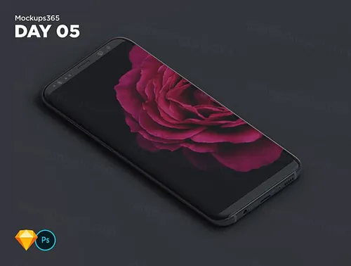 三星S8智能手机显示设备贴图样机透视图模型Mockups 05