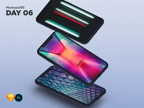 iphone X苹果手机显示设备贴图样机透视图模型Mockups 06
