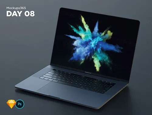 Macbook Pro苹果笔记本电脑显示设备贴图样机透视图模型Mockups 08