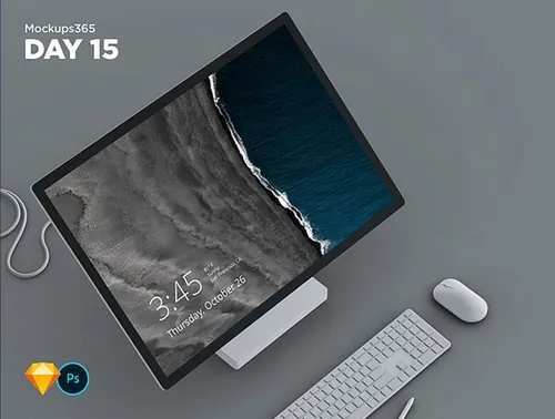 Apple苹果电脑iMac Pro显示设备贴图样机透视图模型Mockups 15