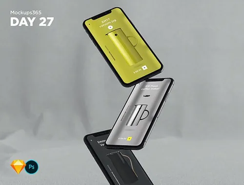 iphone X苹果手机显示设备贴图样机透视图模型Mockups 27