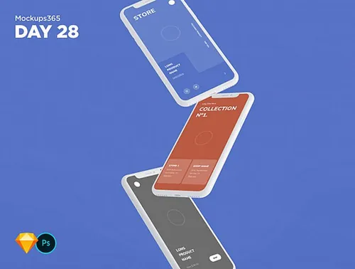 iphone X苹果手机显示设备贴图样机透视图模型Mockups 28