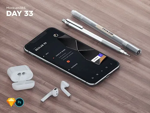 iphone X苹果手机显示设备贴图样机透视图模型Mockups 33