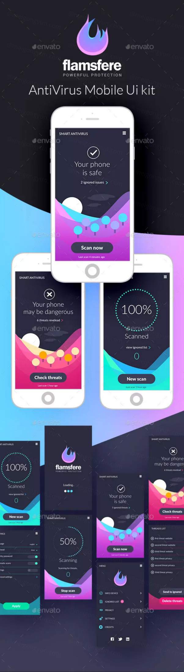 手机防毒软件应用程序Ui套件下载