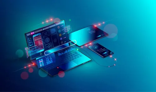 移动APP设计开发多设备调试测试2.5D等距设计风格概念矢量插画