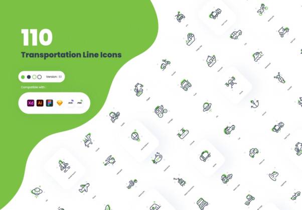 100+运输交通图标下载 Duo Tone Transportatio