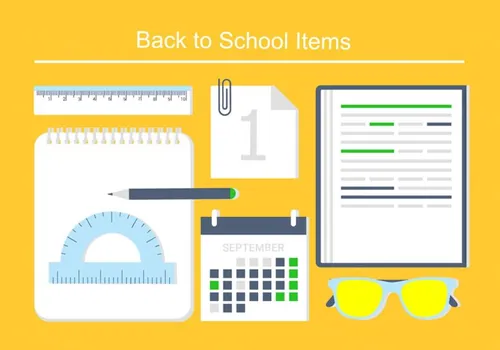 开学季返校学校矢量扁平化元素Book Workstation Vector Illustration