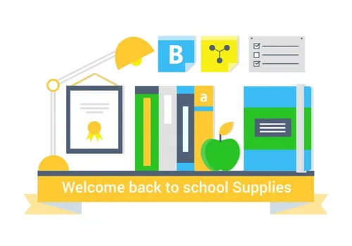开学季校园学校矢量元素Back To School Vector Elements And Icons