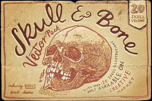 万圣节骷髅头矢量图形合集 Vintage Skull and