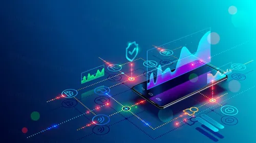 智能手机无线生态资讯图表分析财务趋势概念矢量插画