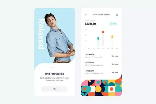 财务资金管理APP应用概念UI模板 Outfitr App UI Co