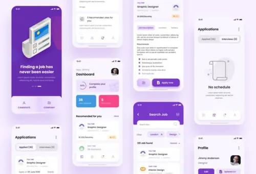 找工作门户iOS APP设计UI图和PSD模板（PSD,FIG）