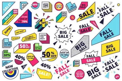 促销类孟菲斯标签集Sale Memphis