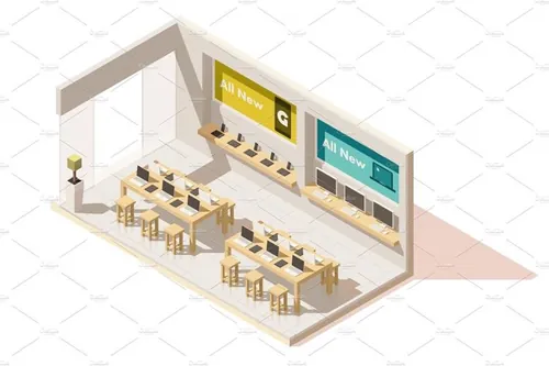 矢量等距电脑商店图标Vector isometric gadget shop