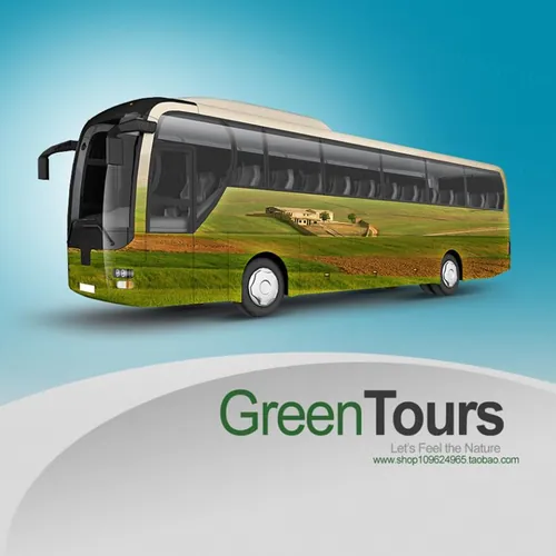 公交车车身广告贴图样机Bus Mockup