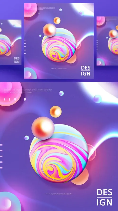 彩色创意时尚艺术流动渐变抽象空间海报高清背景PSD设计素材