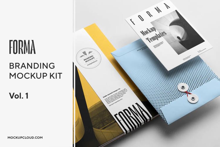 欧美简约品牌VI场景设计提案样机PSD模板 Forma Br