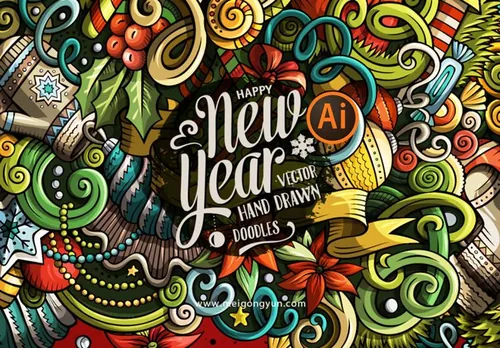 圣诞节巴洛克风格矢量插画Christmas