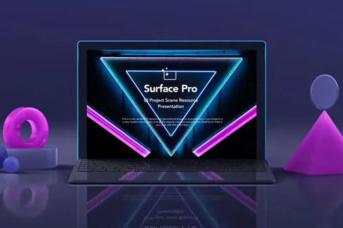 Surface Pro微软超极本Web设计屏幕预览样机 Psd Surface Pro Mockup UI Scene