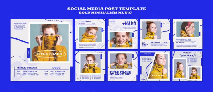 欧美音乐人艺人新媒体宣传海报PSD模板素材 Instagram posts collection for musician