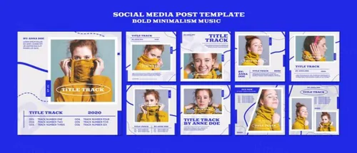 欧美音乐人艺人新媒体宣传海报PSD模板素材 Instagram posts collection for musician