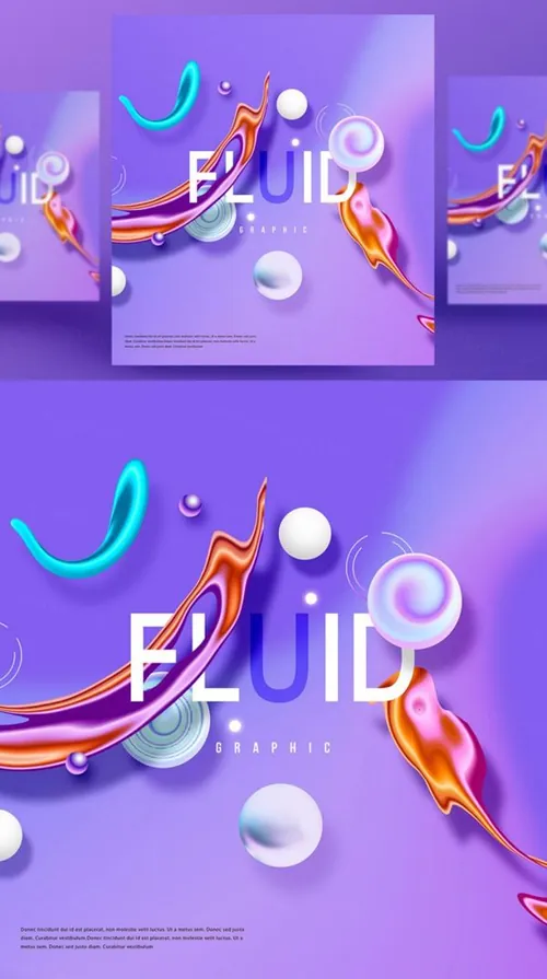 紫色创意时尚艺术流动渐变抽象空间海报高清背景PSD设计素材