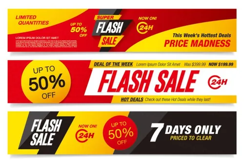 电子商务促销Banner横版Flash sale banners template design