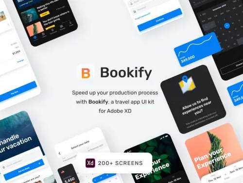 适用于Adobe XD的旅行预订App UI套件